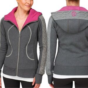 Lululemon Scuba Hoodie Size 4 Grey Pink Full Zip